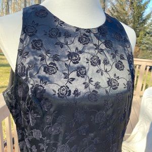 Trio New York dress vintage black floral velvet formal maxi